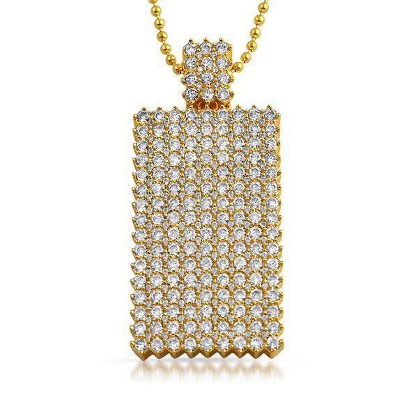 Bling Bling Dog Tag CZ Icey Gold Pendant