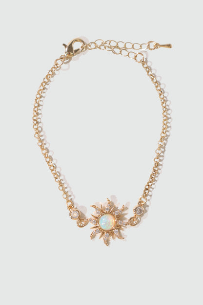 18K Real Gold Plated White Opal Sun Bracelet