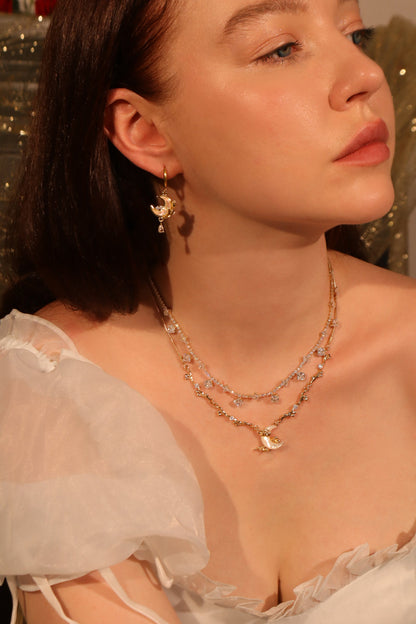 18K Real Gold Plated Diamonds Natural Shell Moon Necklace