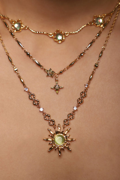 18K Real Gold Plated Multi Opal Necklace