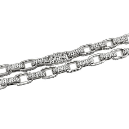3D Box Link Rhodium Hip Hop CZ Bling Bling Chain