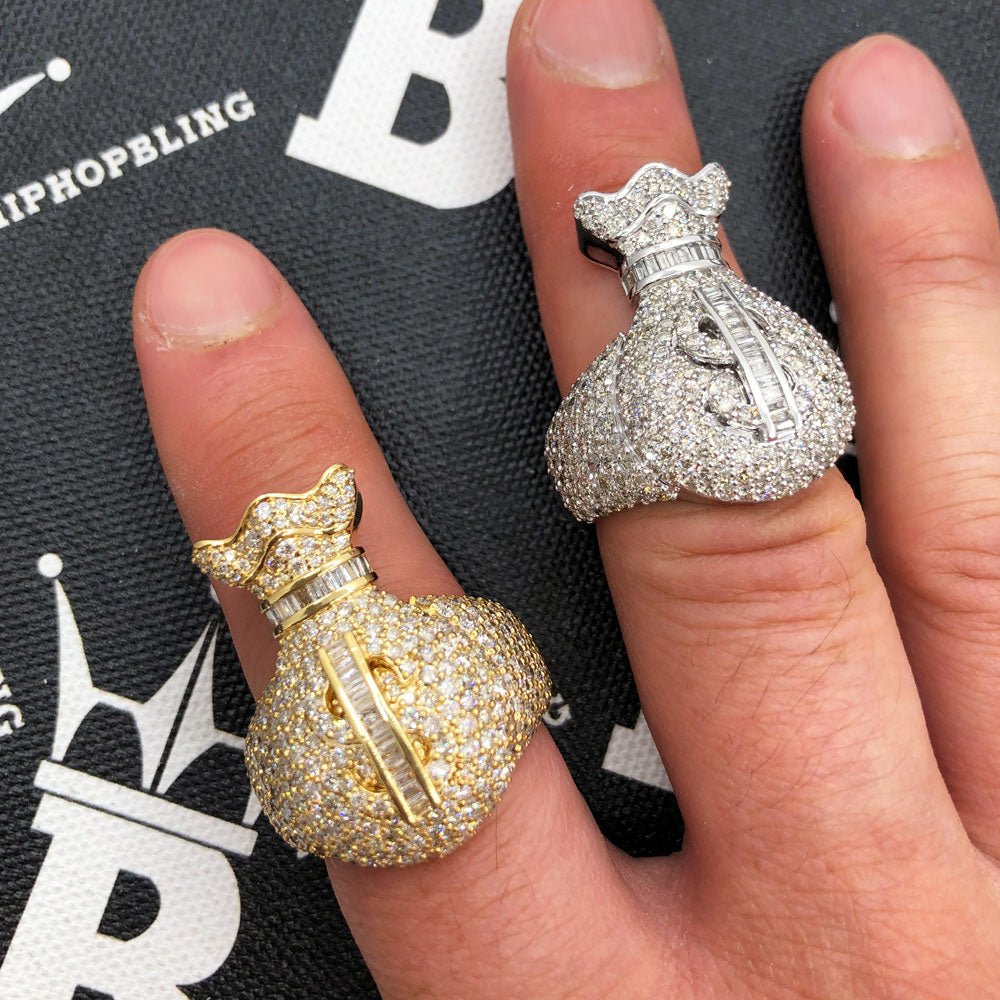 3D Money Bag Baguette Diamond Ring 4.25cttw 10K Gold