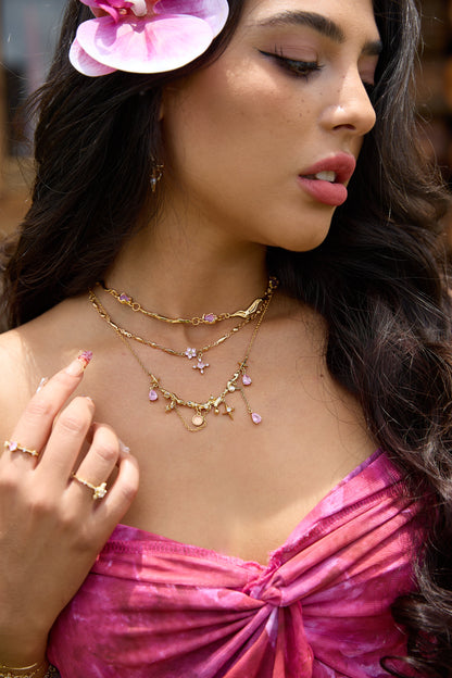 18K Real Gold Plated Color Gypsophila Necklace