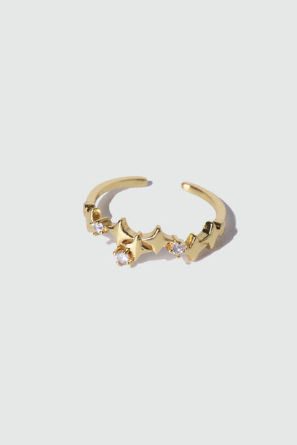 14K Real Gold Plated Multi Diamond Star Ring