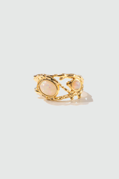 18K Real Gold Plated White Opal Crown Ring