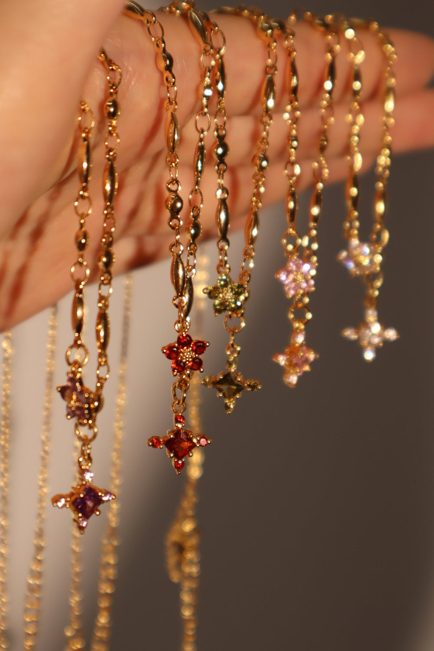 18K Real Gold Plated Tourmaline Starlight Cross Necklace