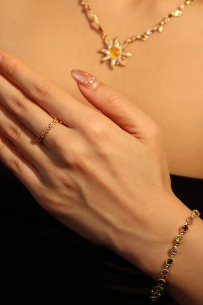 18K Gold Vermeil Multi Color Ring