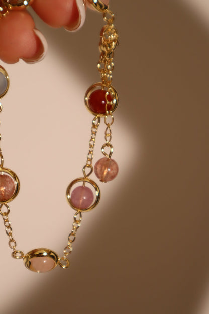 18K Real Gold Plated Multi Color Moonstones Bracelet