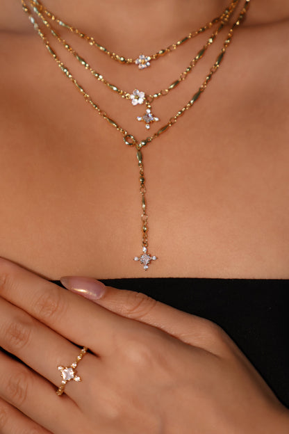 18K Real Gold Plated Diamond Starlight Cross Necklace