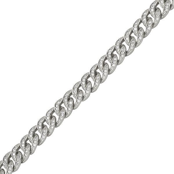 .925 Silver 8MM CZ Bling Bling Rhodium Cuban Links Chain