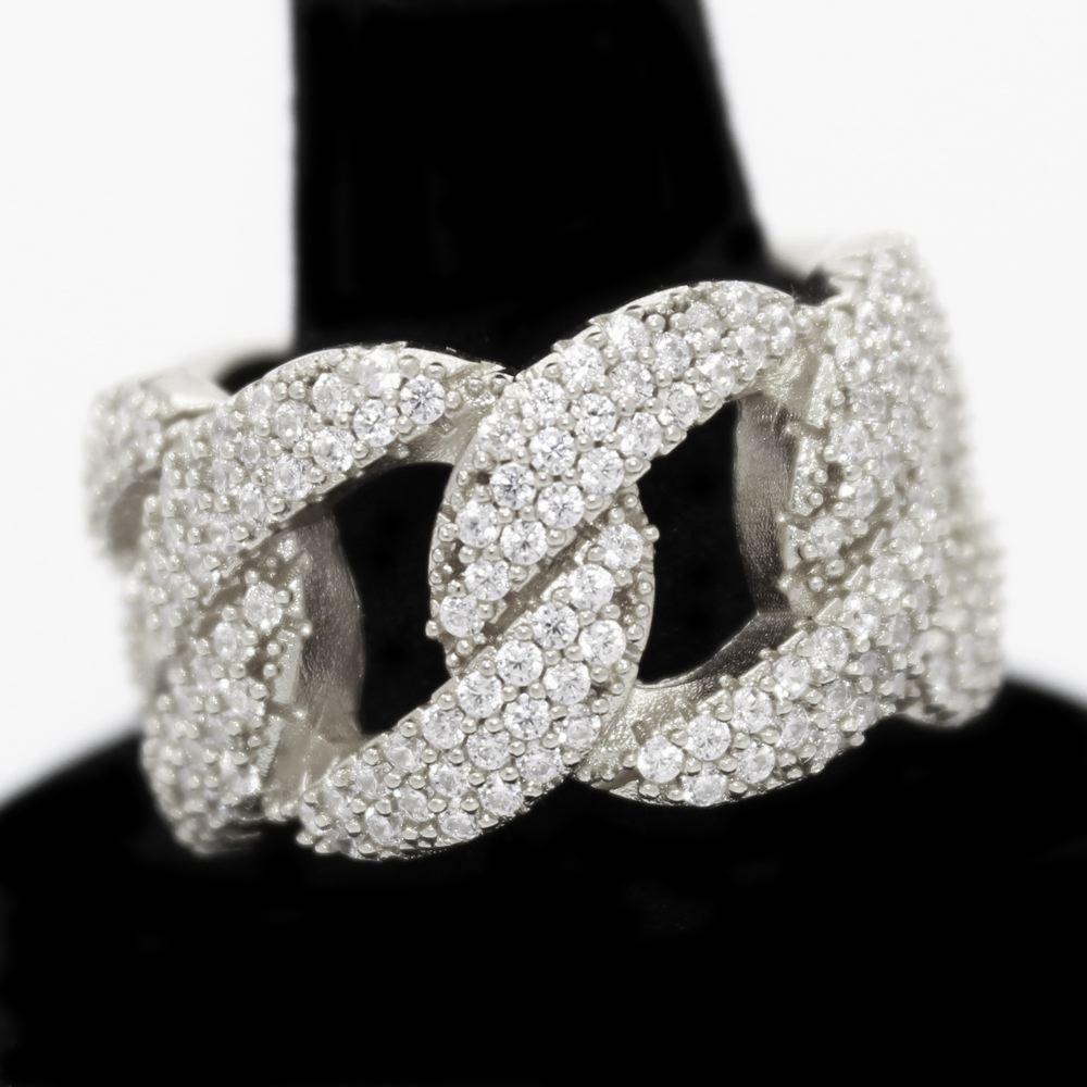 .925 Silver Miami Cuban CZ Hip Hop Bling Ring