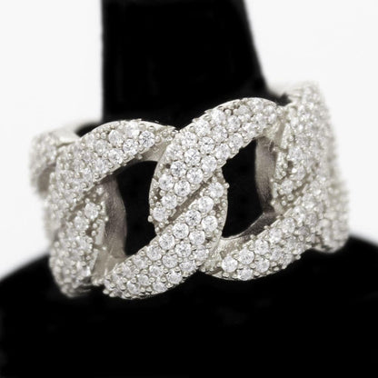 .925 Silver Miami Cuban CZ Hip Hop Bling Ring