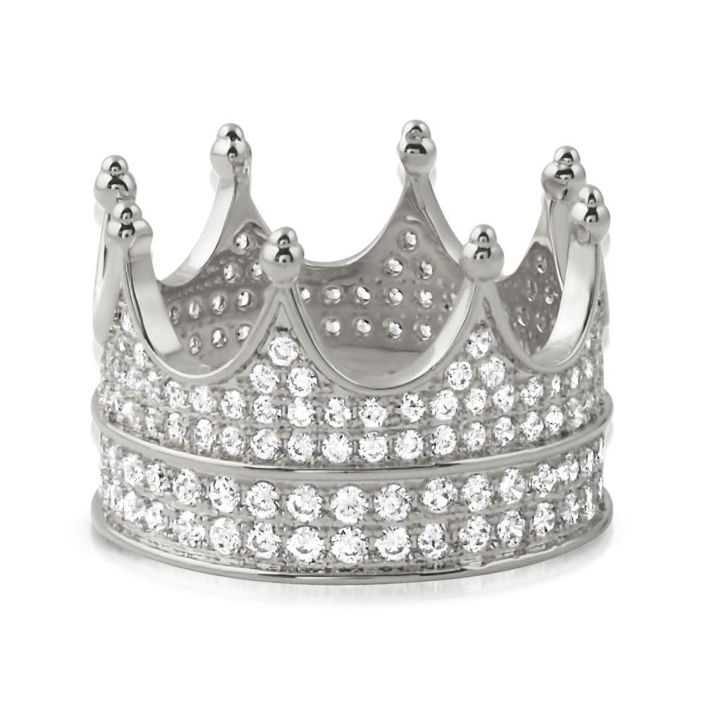 .925 Sterling Silver Crown of the Throne Eternity CZ Bling Ring