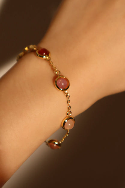 18K Real Gold Plated Multi Color Moonstones Bracelet