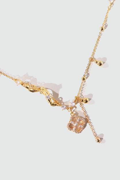 18K Real Gold Plated Lucky Leaf Shell Pearls Spiral Necklace