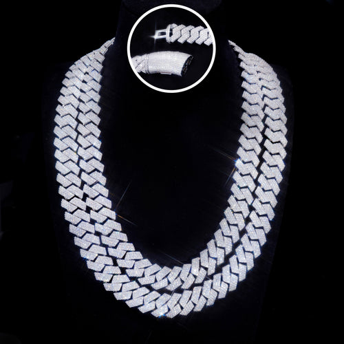 16MM 3-ROW CURVED CLASP PRONG CUBAN CHAIN