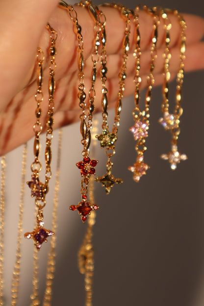 18K Real Gold Plated Amethyst Starlight Cross Necklace