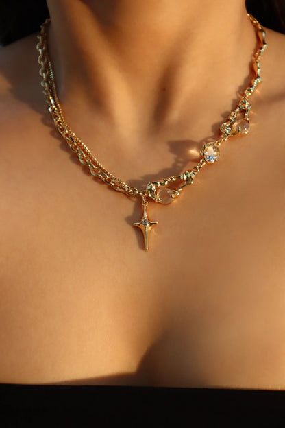 18K Real Gold Plated Moonlight Star Necklace