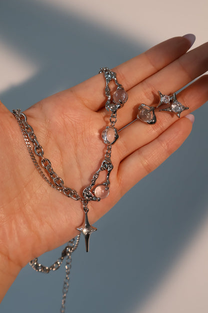 Palladium White Gold Plated Moonlight Star Necklace