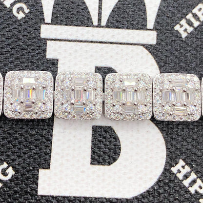 Baguette Cluster Moissanite Bracelet Iced Out .925 Sterling Silver
