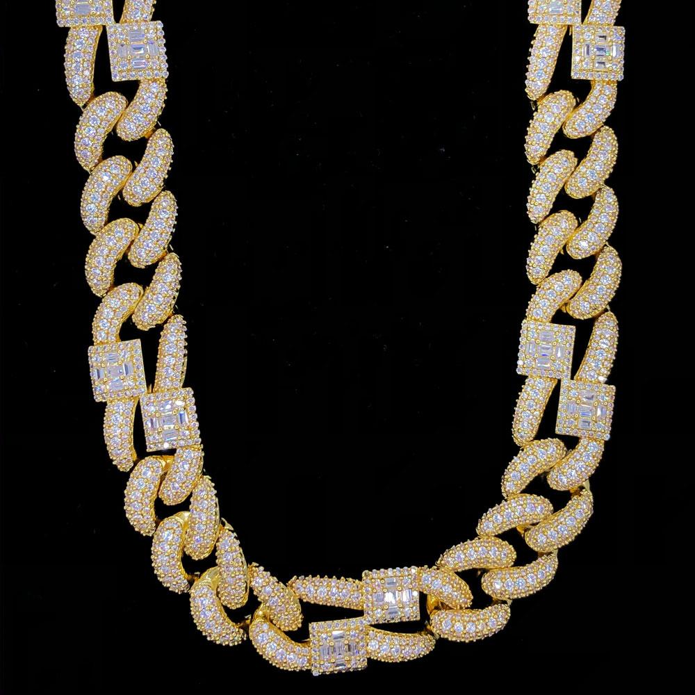Baguette Cluster & Pave Cuban Bling Bling CZ Iced Out Chain