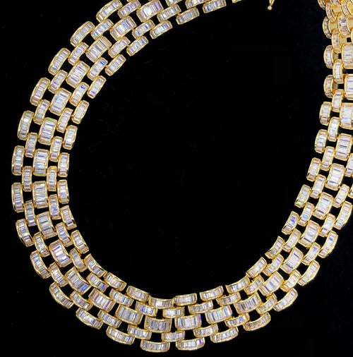 Baguette Jubilee Hip Hop Bling Bling CZ Iced Out Chain