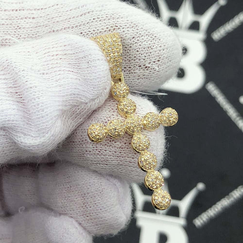 Ball Cross Diamond Pendant .53cttw 10K Yellow Gold