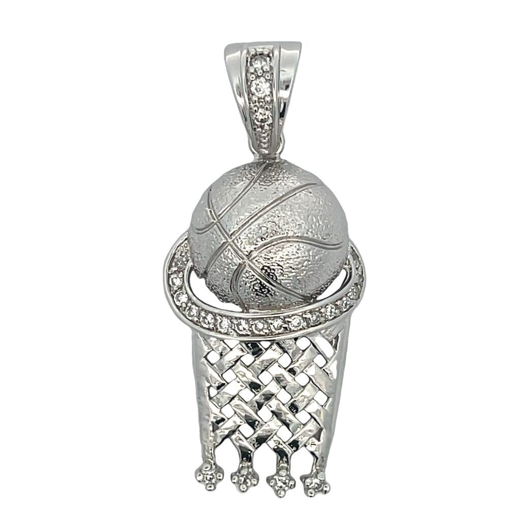Basketball Hoop CZ Iced Out Pendant