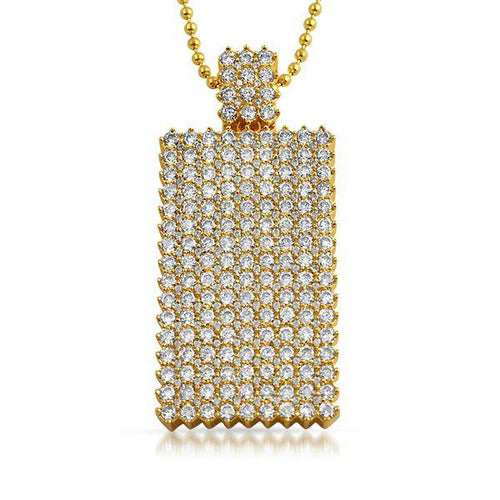 Bling Bling Dog Tag CZ Icey Gold Pendant