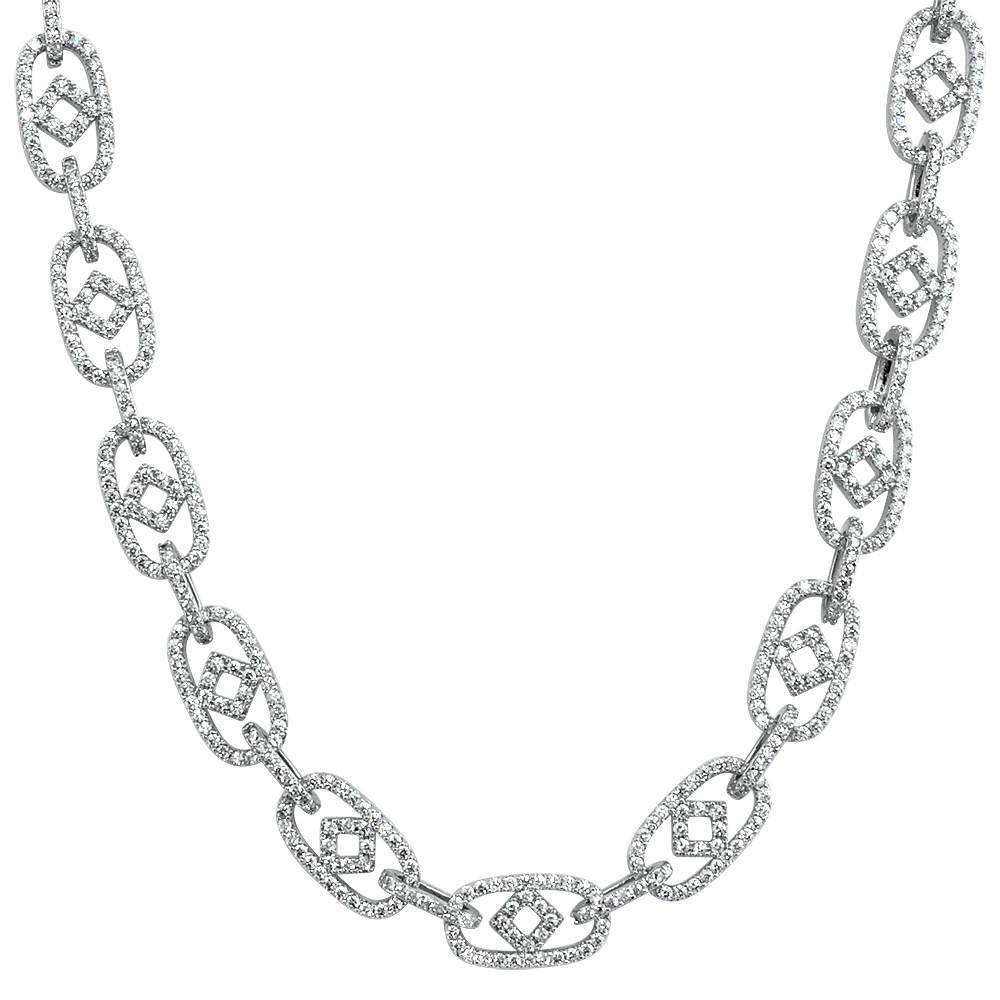 Box Oval Link CZ Hip Hop Iced Out Chain