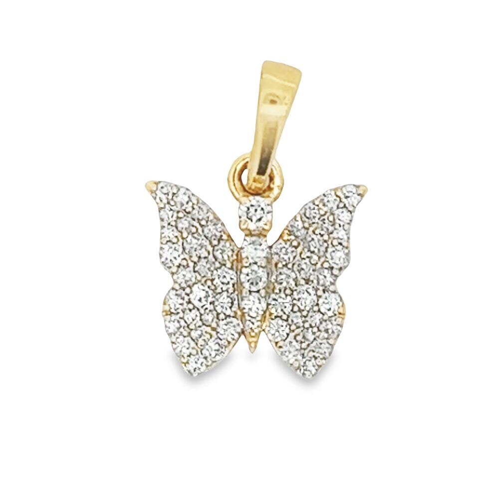 Butterfly Small .91cttw Diamond Pendant 10K Yellow Gold